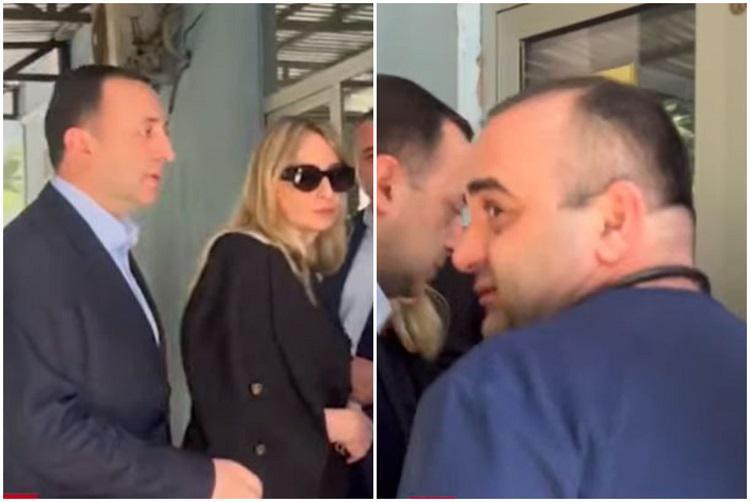 კლინიკაში, სადაც თორნიკე რიჟვაძე იმყოფება, ირაკლი ღარიბაშვილი მივიდა - კადრები ადგილიდან