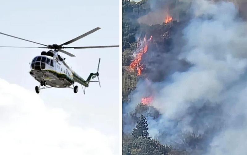 ავჭალაში, მთის ფერდობზე გაჩენილი ხანძრის ქრობის სამუშაოებში სასაზღვრო პოლიციის 2 ვერტმფრენი ჩაერთო