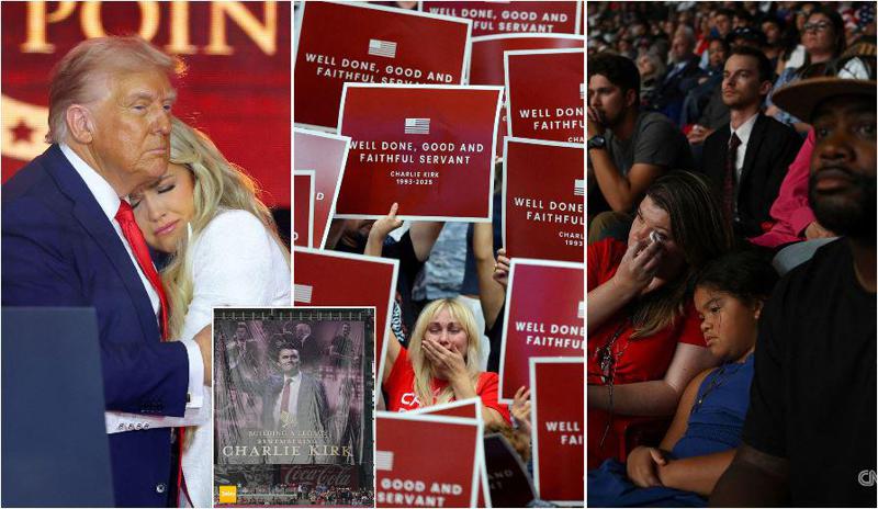 "მე მას ვპატიობ" - ატირებული ერიკა კირკის ემოციური სიტყვა, ტრამპი მასკთან ერთად და ზღვა ხალხი - კადრები ჩარლი კირკის დაკრძალვიდან (ფოტო/ვიდეო)