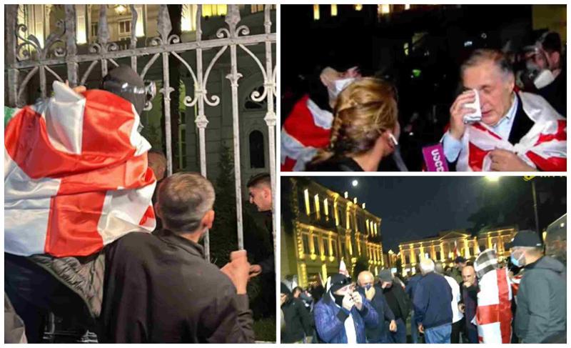 პრეზიდენტის სასახლის ჭიშკარი შეანგრიეს: ადგილზე დაპირისპირებაა - შსს-ს განცხადება ათონელის ქუჩაზე განვითარებულ მოვლენებზე