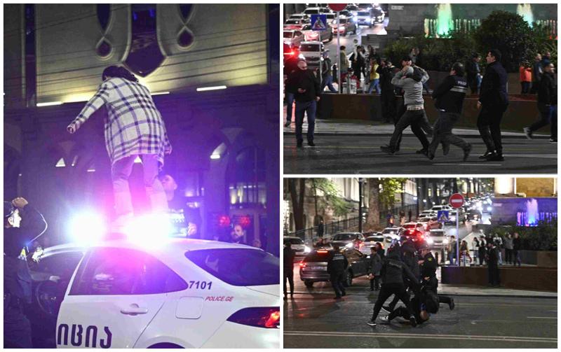 რა ხდება ამ წუთებში რუსთაველის გამზირზე - პოლიციამ რამდენიმე პირი დააკავა (ფოტოები)