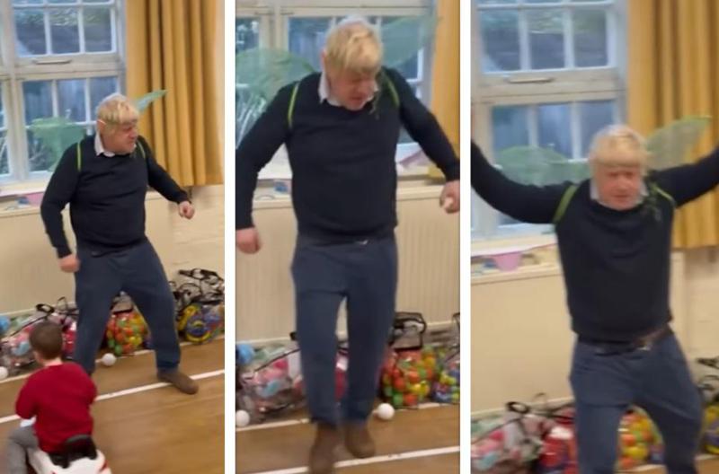 ბორის ჯონსონმა ფერიას ფრთები მოირგო და შვილის დაბადების დღეზე იცეკვა (ვიდეო)