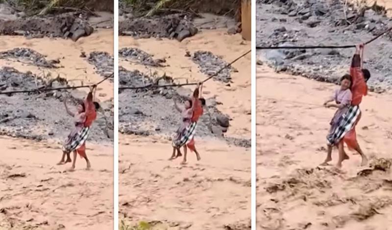 როგორ გადაარჩინეს გოგონა ინდონეზიაში წყალდიდობის დროს - "ეს თავგანწირვის და გმირობის მაგალითია": დრამატული კადრები