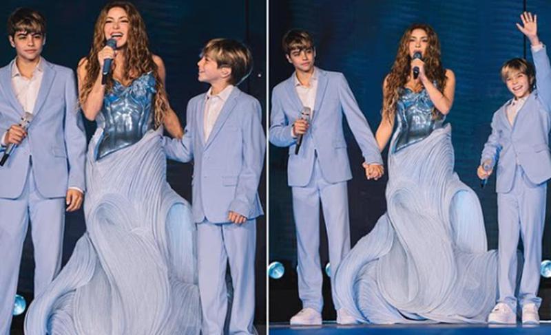 შაკირა ვაჟებთან ერთად სცენაზე - ამაღელვებელი კადრები და დედისა და შვილების სიმღერა (ვიდეო)