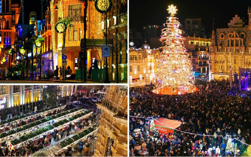 ბათუმში საახალწლო ნაძვის ხე აინთო - როგორია სადღესასწაულოდ განათებული ზღვისპირა ქალაქის ქუჩები (ფოტოები)