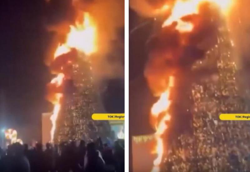 გარდაბანში საახალწლო ნაძვის ხეს ცეცხლი გაუჩნდა (ვიდეო)