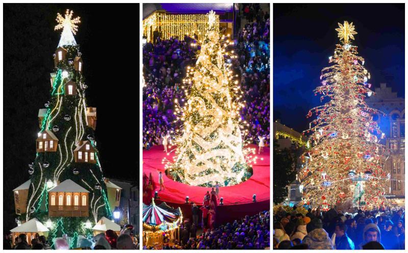 საახალწლო ნაძვის ხეები საქართველოს ქალაქებიდან (ფოტოები)