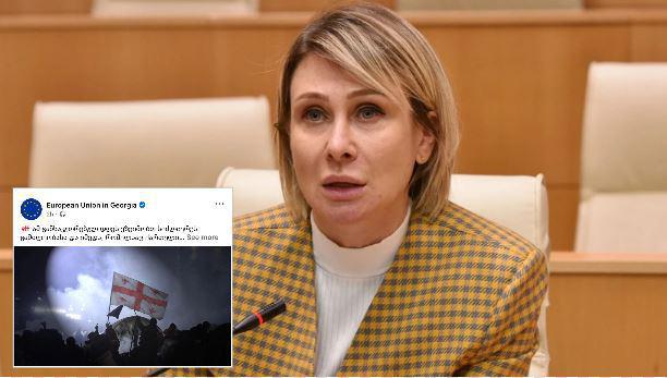 "რა უცნაურად ესმის ევროკავშირის საელჩოს ჩვენი დროშის დღე - დროშა, როგორც არეულობის და სახელმწიფო გადატრიალების სიმბოლო“ - ნინო წილოსანი