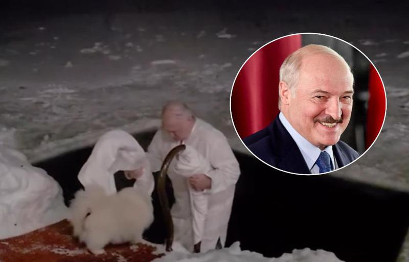 ნათლისღებასთან დაკავშირებით ალექსანდრე ლუკანშენკომ ყინულიან წყალში ჩაყვინთა (ვიდეო)