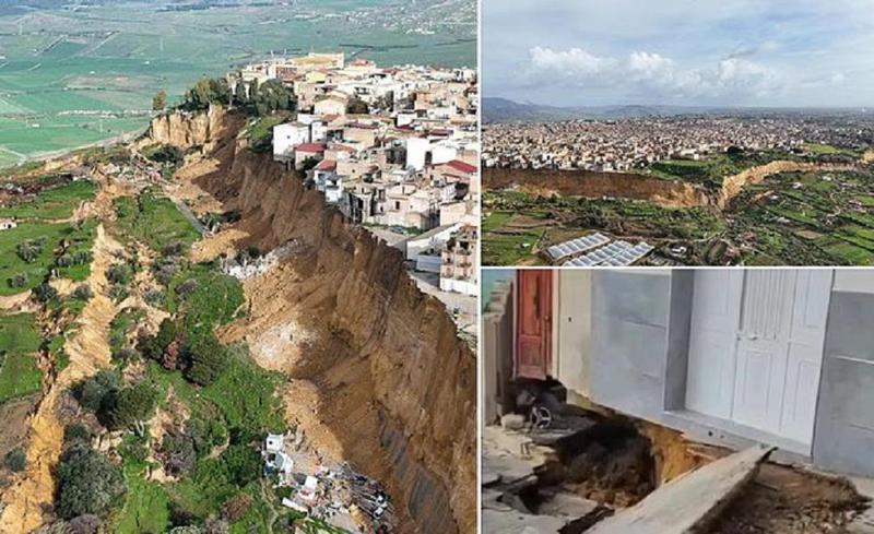 "უფსკრული ფართოვდება" - კლდის პირას გადმოკიდებული სახლები, ასობით ევაკუირებული:  კადრები სიცილიის პატარა ქალაქიდან, რომელსაც მეწყერი ანადგურებს