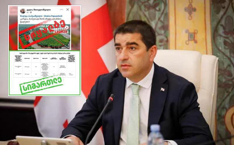 "სინამდვილეში, საქმე ორ ბიძაშვილს შორის პაპის დანატოვარის გაფორმებას ეხება..." - რას წერს შალვა პაპუაშვილი ინფორმაციაზე, რომ სიღნაღში მიწის ნაკვეთი 1 ლარად სახელმწიფოსგან იყიდა