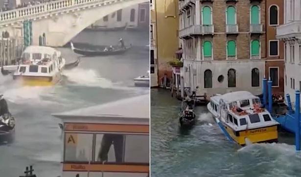 ვენეციაში ტურისტების ბორანი გონდოლებს შეეჯახა - მგზავრები არხში ჩაცვივდნენ