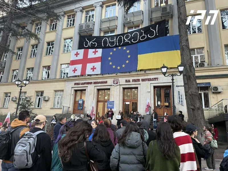 აქცია ილიას სახელმწიფო უნივერსიტეტთან - რა ვითარებაა ადგილზე