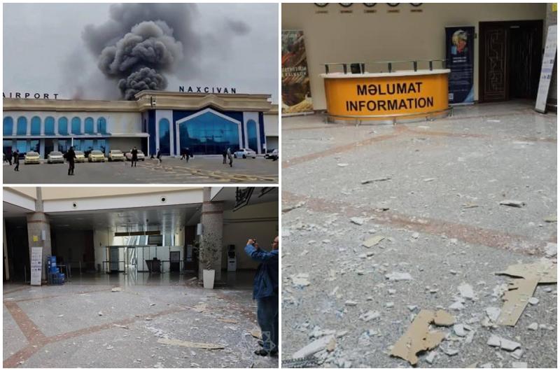 ფოტოები ნახიჩევანის აეროპორტიდან, სადაც ცოტა ხნის წინ ირანული დრონი ჩამოვარდა - დაშავდა 2 მშვიდობიანი მოქალაქე: რა ვითარებაა ადგილზე