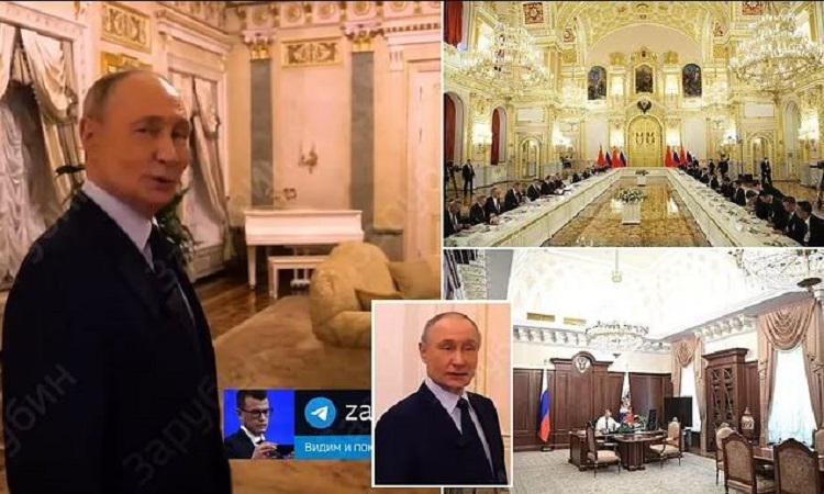პუტინმა მედიისთვის კრემლის "საიდუმლო" ბინა გააღო - "მოოქრული" კედლები, ბრჭყვიალა ჭაღები, ბუხრის პირას საუბარი სი ძინპინთან და საყვარელი როიალი (ფოტო/ვიდეო)