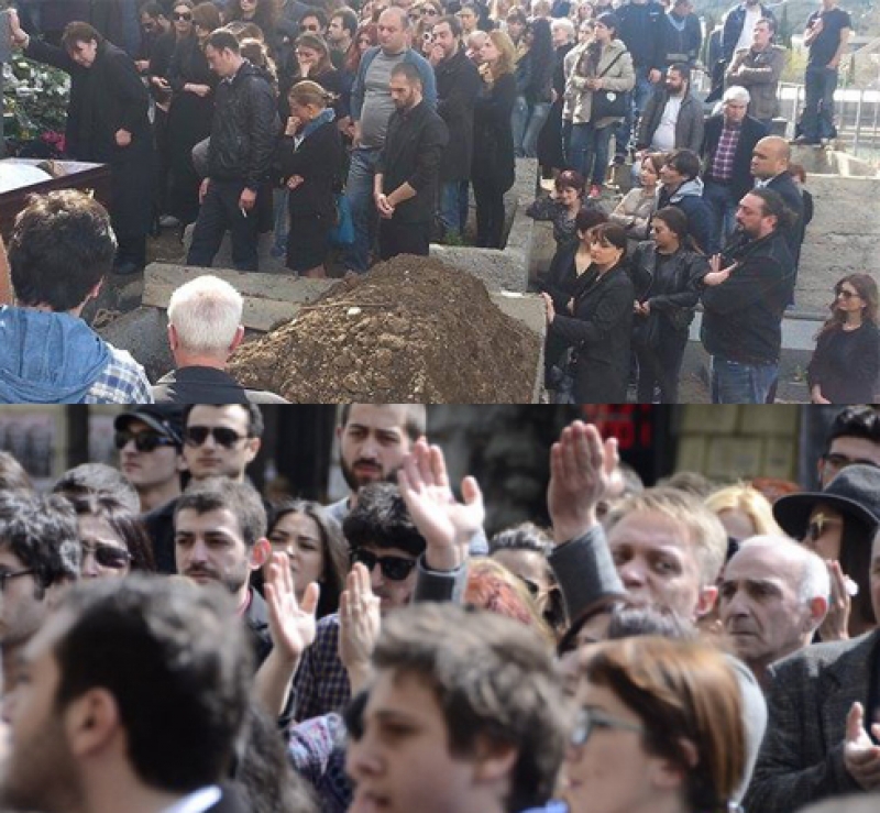 ასეულობით ადამიანის უკანასკნელი ტაში კოტესთვის: მსახიობი საბურთალოს სასაფლაოზე დაკრძალეს