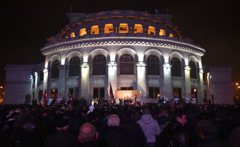 ერევანში სადღეღამისო საპროტესტო აქცია დაიწყო